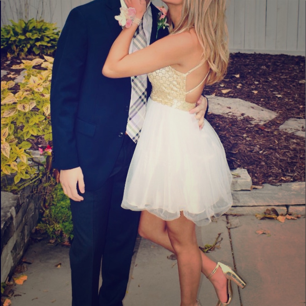 Tulle white and gold dress
